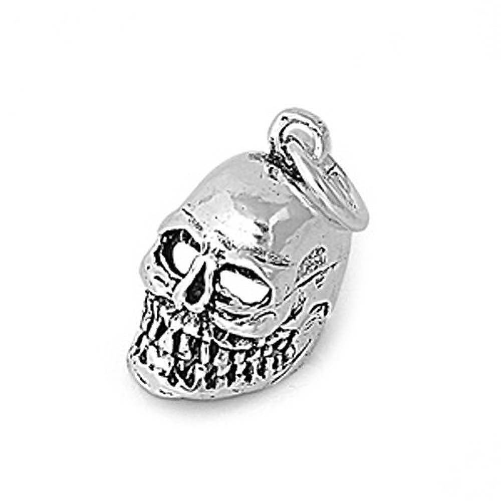 Sterling Silver Stylish Skull Head Pendant with Pendant Height of 15MM