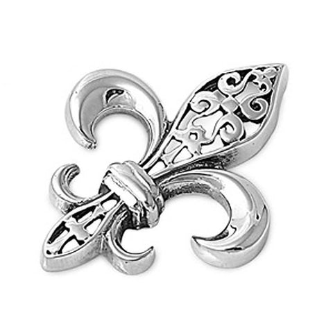 Sterling Silver Modish Stylish Fleur De Lise Pendant with Pendant Height of 31MM