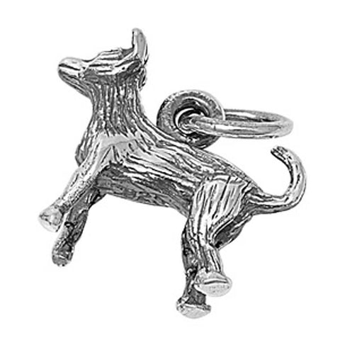 Sterling Silver Modish Dog Pendant with Pendant Height of 12MM