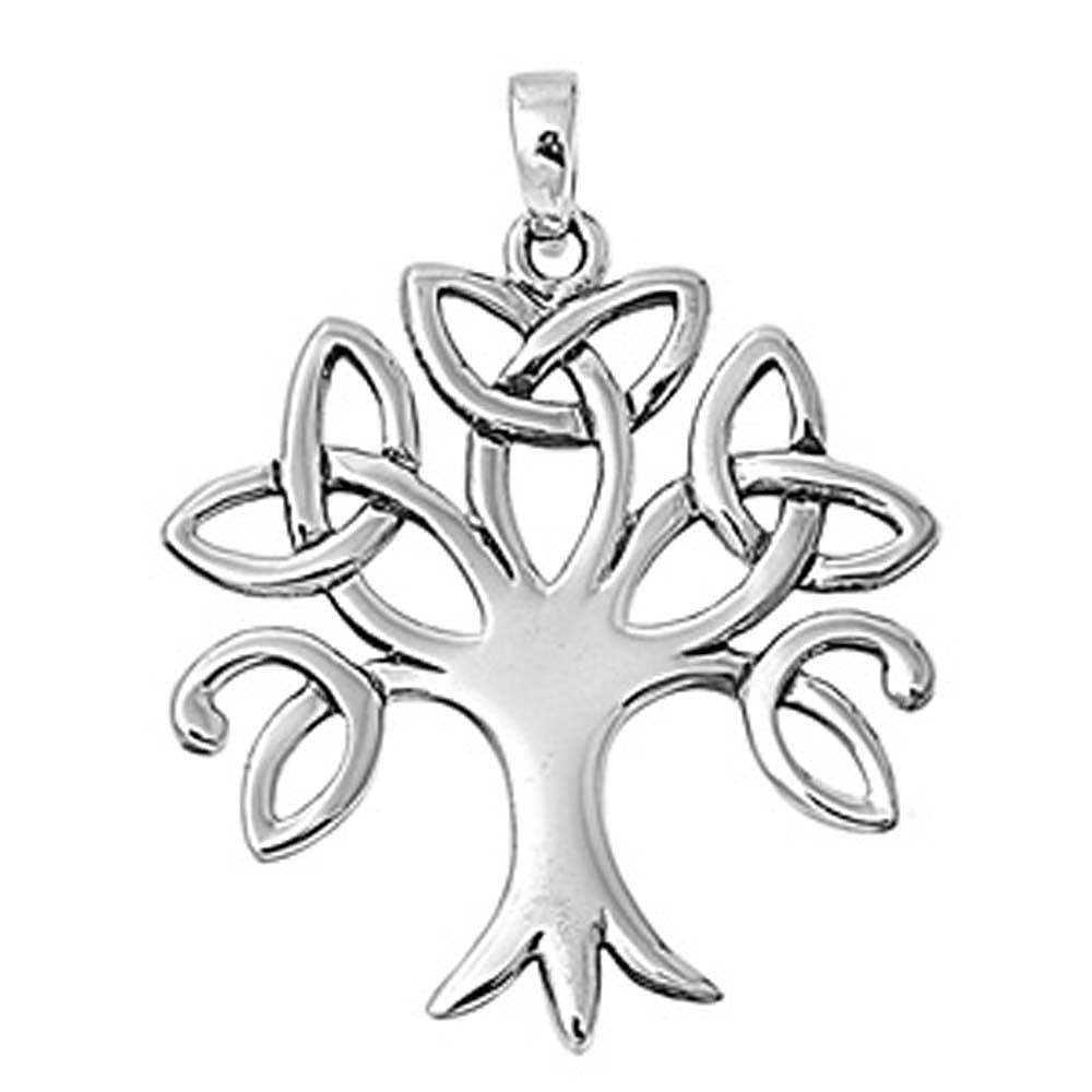 Sterling Silver Stylish Trinity Tree Pendant with Pendant Height of 28MM