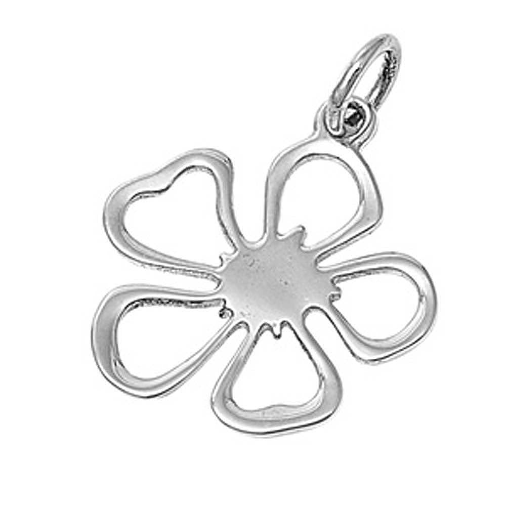 Sterling Silver Trendy Open Cut Flower Pendant with Pendant Height of 22MM