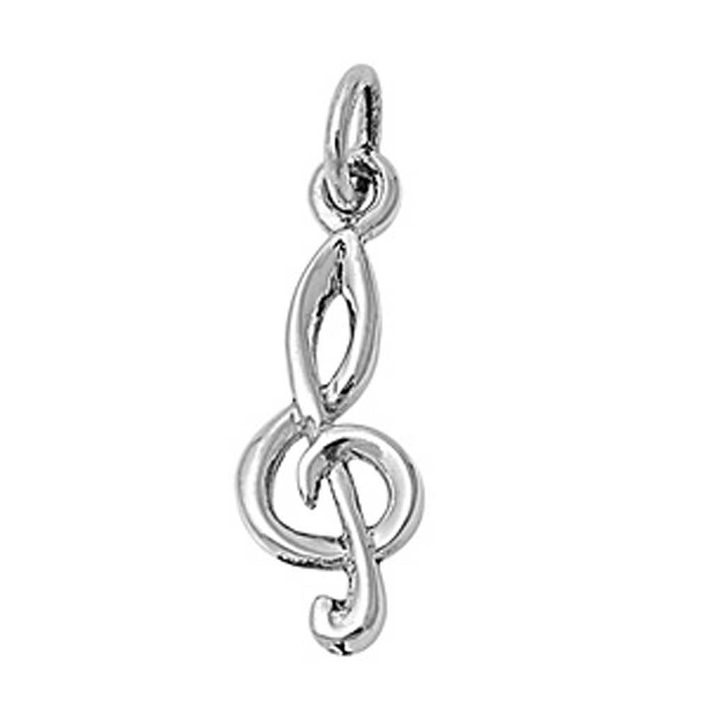 Sterling Silver Plain Music Note Pendant with Pendant Height of 22MM