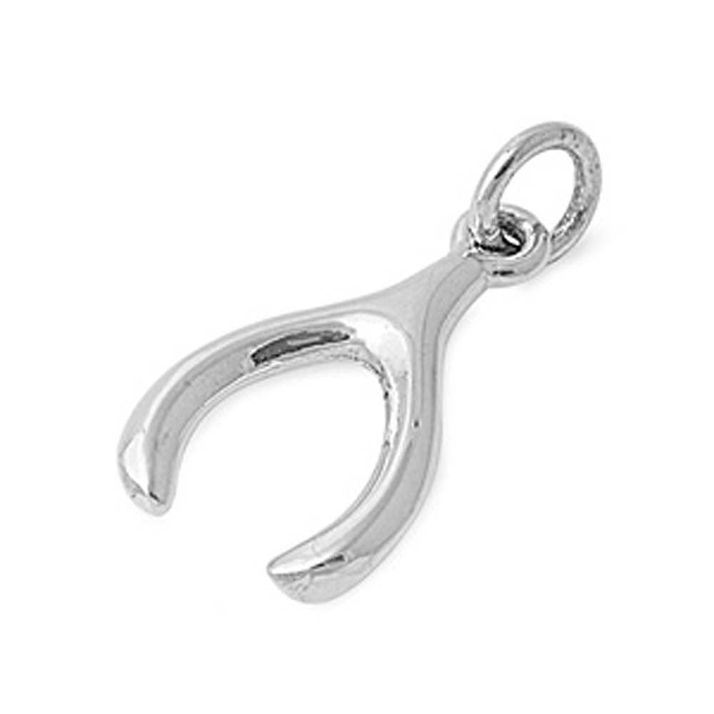 Sterling Silver Plain Wish Bone Pendant with Pendant Height of 17MM