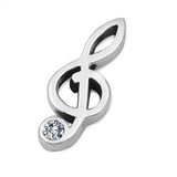 Sterling Silver Stylish Music Note with Clear CZ PendantAnd Pendant Height of 20MM