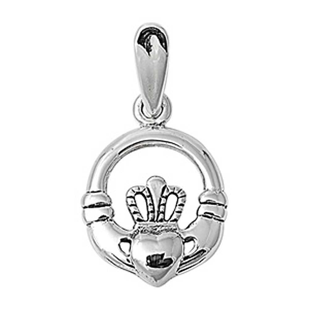 Sterling Silver Modish Claddagh Pendant with Pendant Height of 22MM