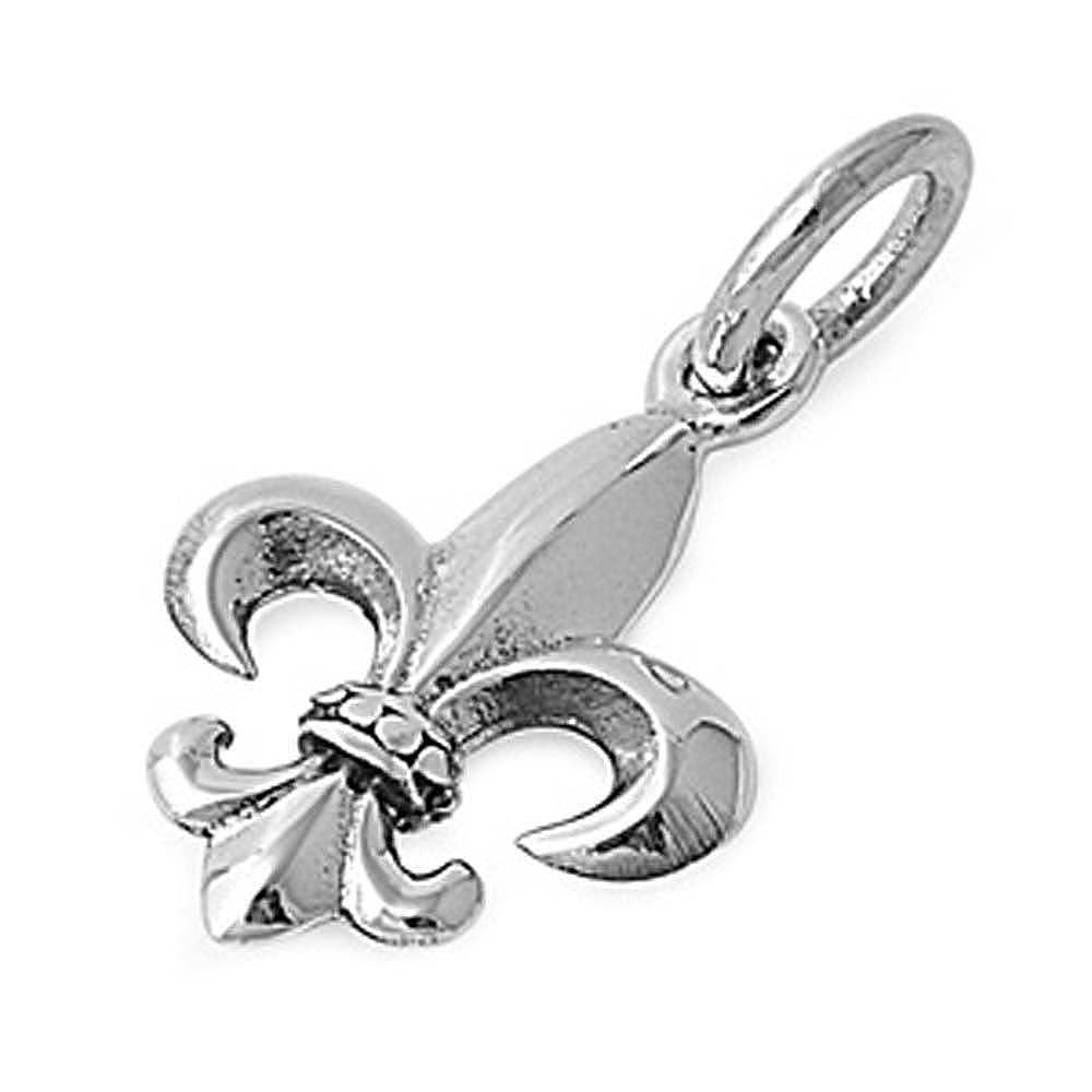Sterling Silver Stylish Fleur De Lise Pendant with Pendant Height of 14MM
