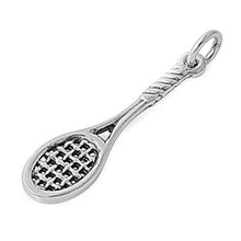 Load image into Gallery viewer, Sterling Silver Stylish Tennis Racket Pendant with Pendant Height of 24MM