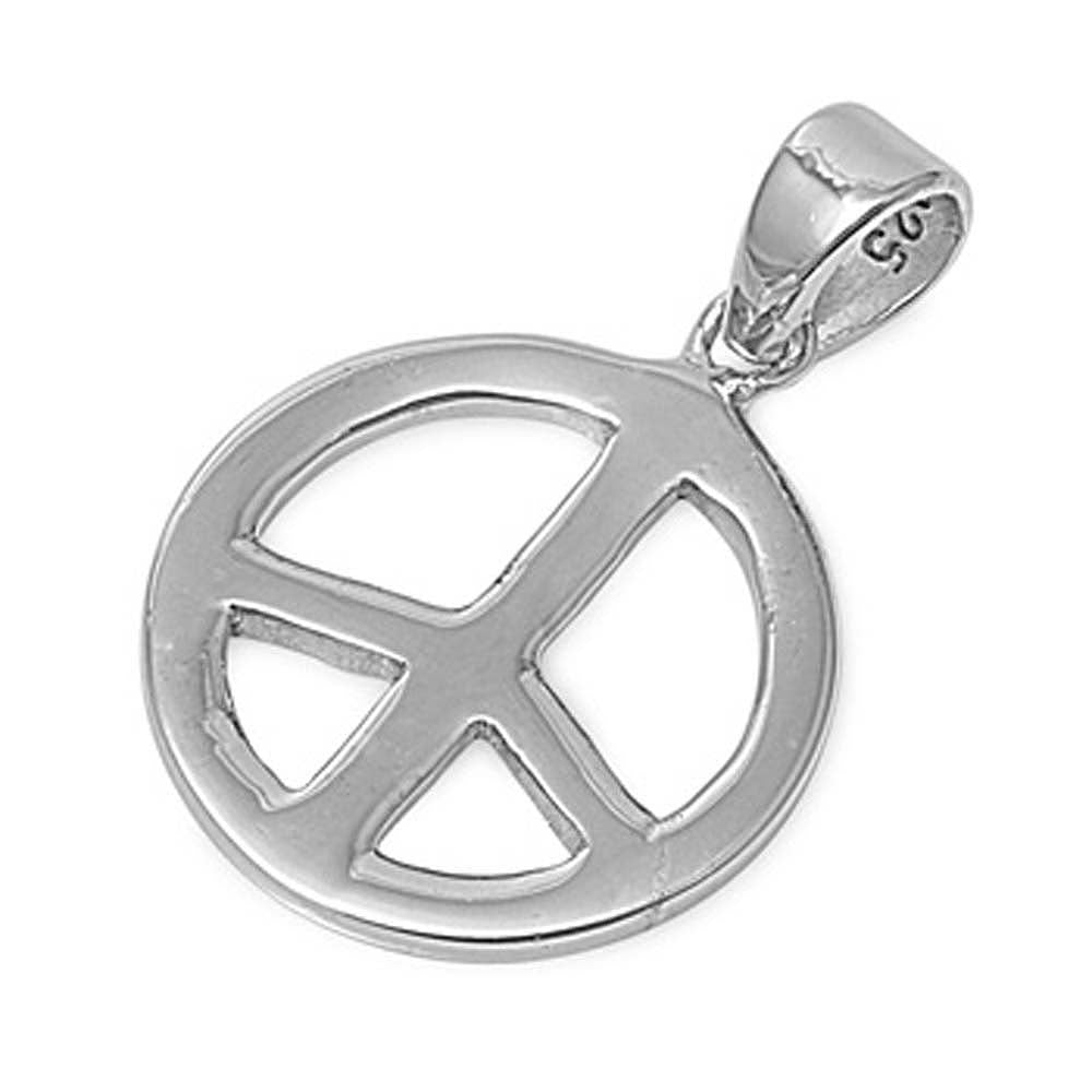 Sterling Silver Peace Sign Shape PendantAndHeight 17mm