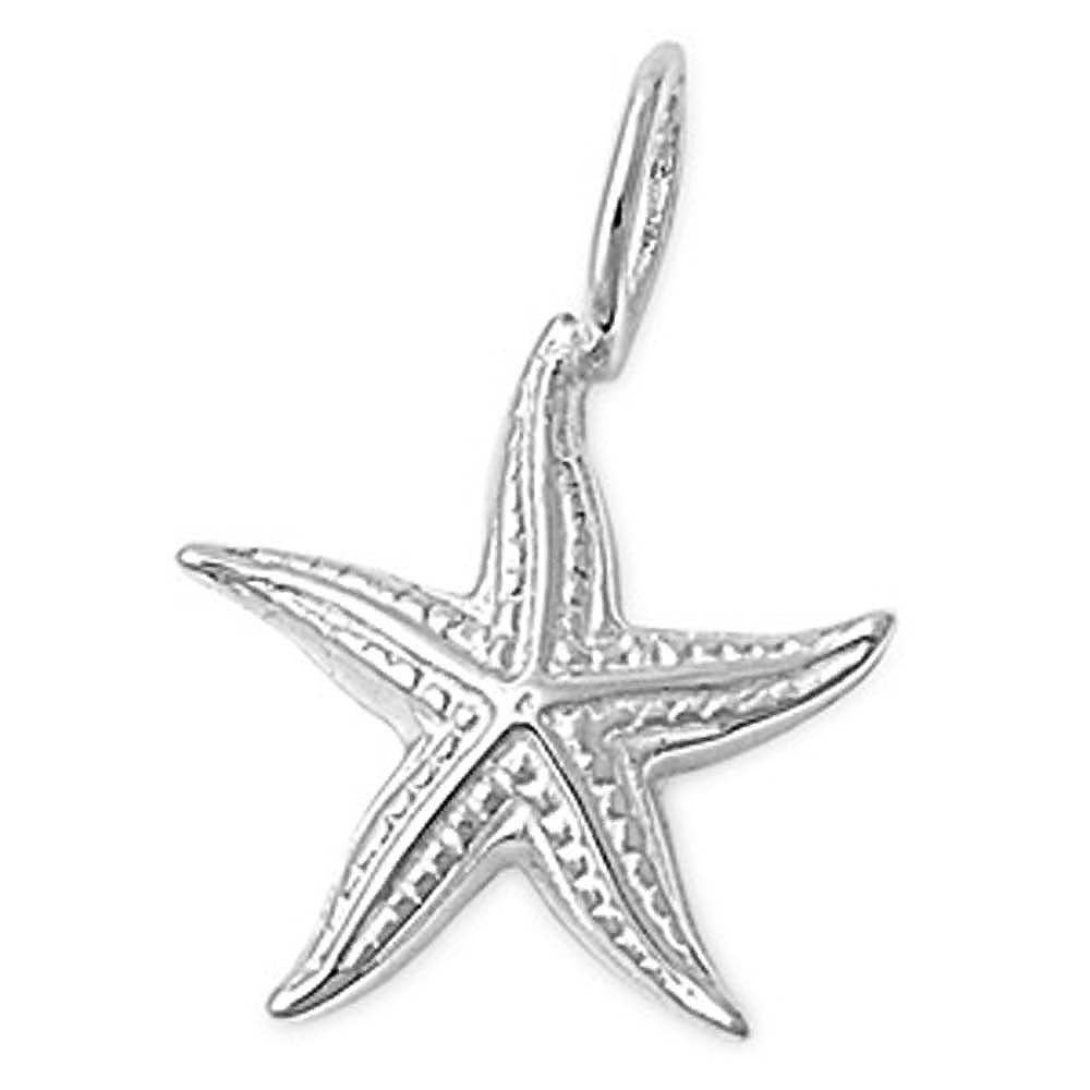 Sterling Silver Trendy Starfish Pendant with Pendant Height of 18MM