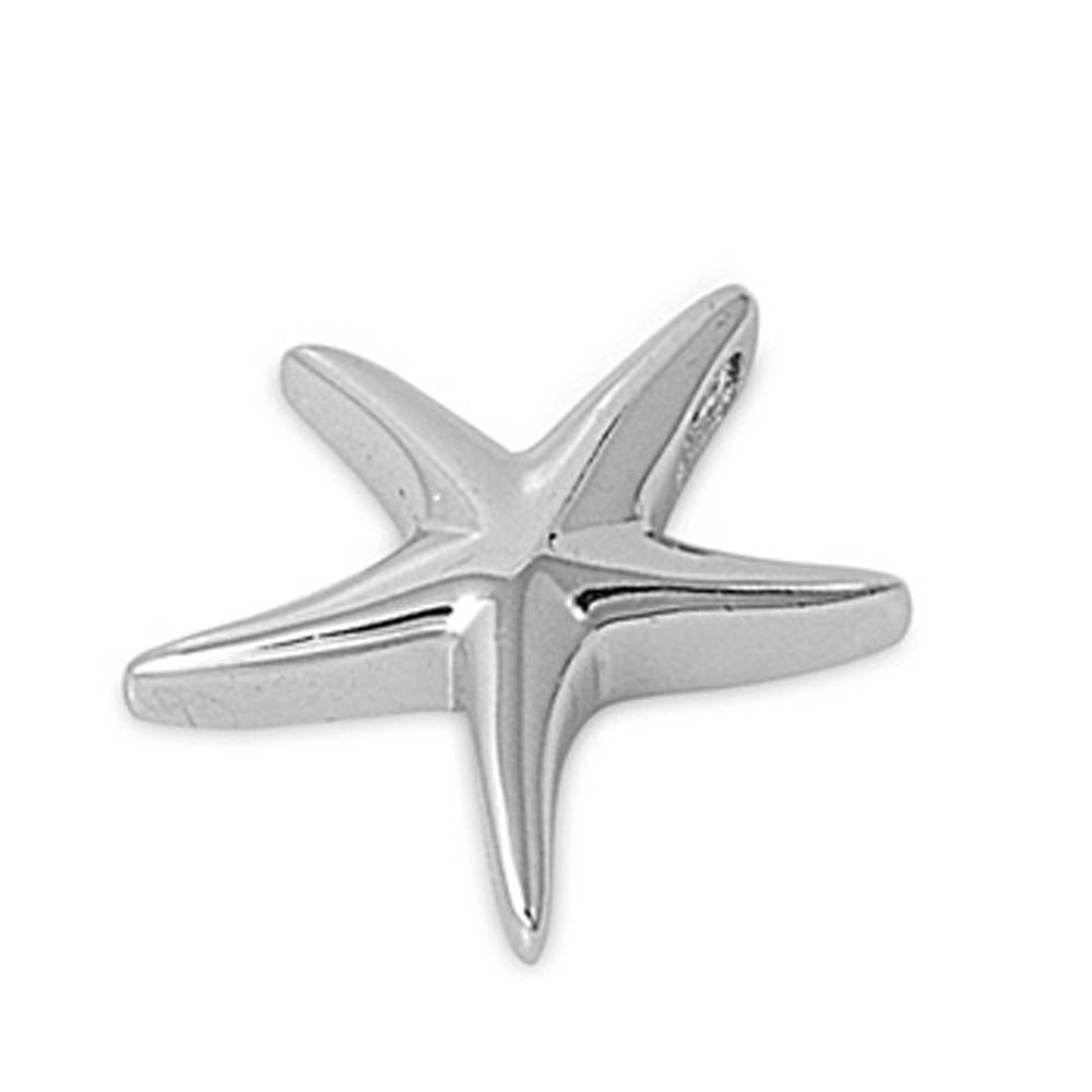 Sterling Silver Plain Starfish Pendant with Pendant Height of 13MM