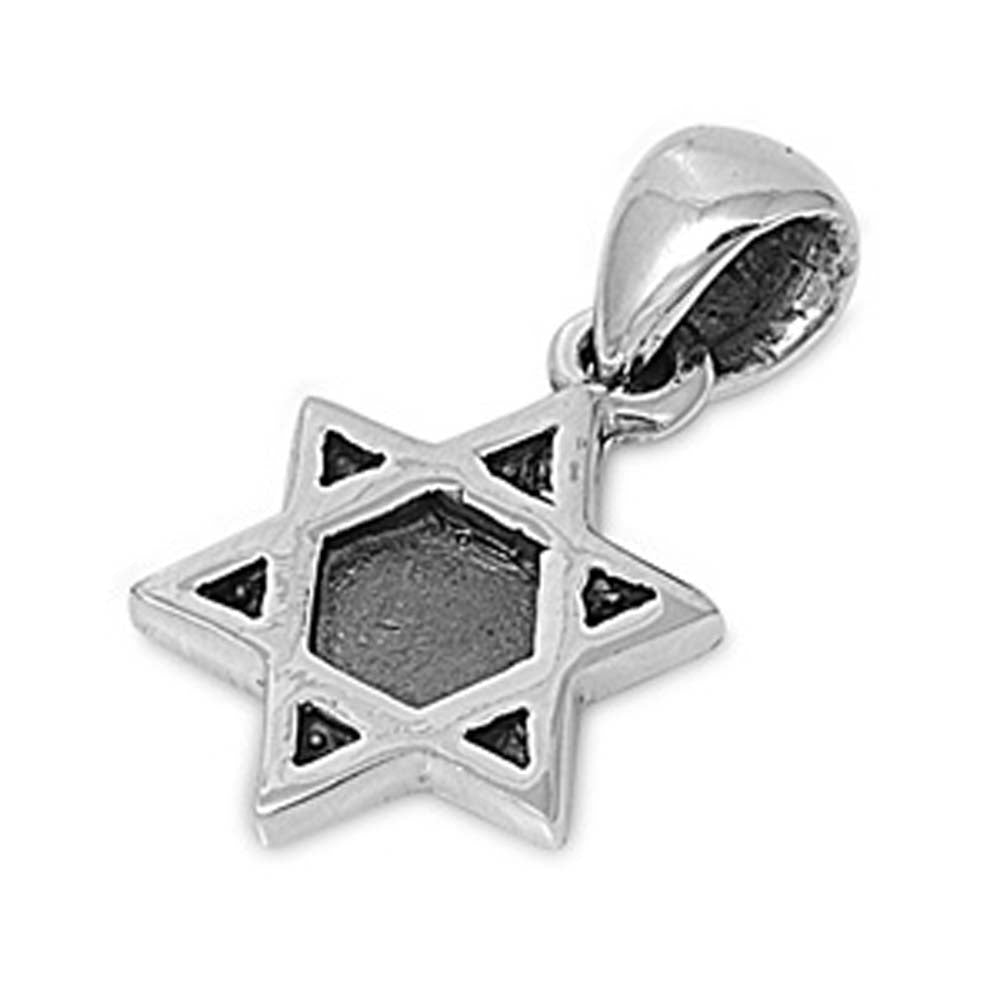 Sterling Silver Vintage Style Star of David Pendant with Pendant Height of 5MM