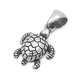 Sterling Silver Vintage Style Sea Turtle Pendant with Pendant Height of 16MM