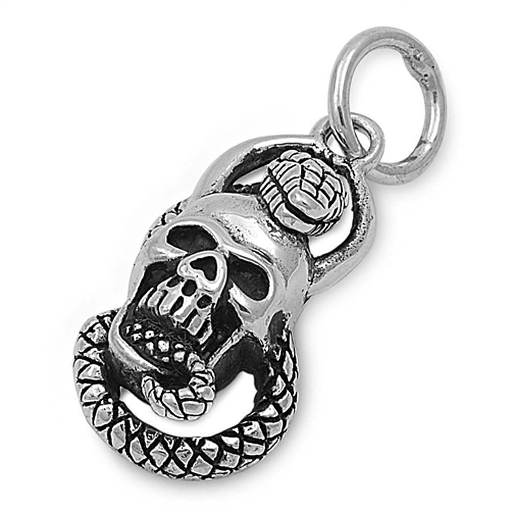 Sterling Silver Stylish Skull Head with Snake PendantAnd Pendant Height of 24MM
