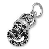 Sterling Silver Stylish Skull Head with Snake PendantAnd Pendant Height of 24MM