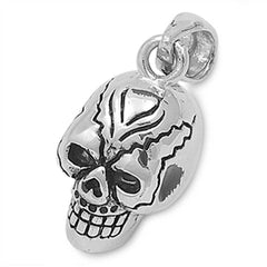 Sterling Silver Stylish Skull Head Pendant with Pendant Height of 16MM