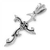 Sterling Silver Skull Head Cross Shape PendantAndHeight 40mm