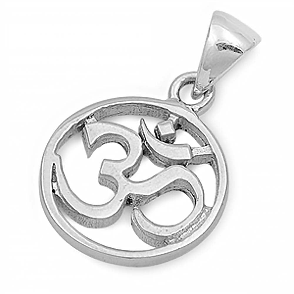 Sterling Silver Om Sign Shaped Plain Pendant