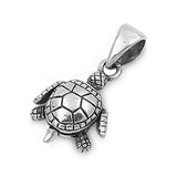 Sterling Silver Modern Turtle Pendant with Pendant Height of 14MM