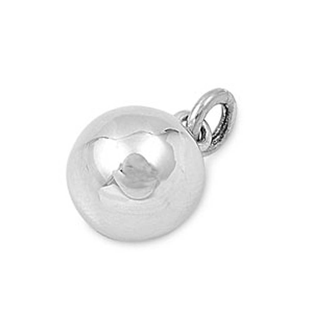 Sterling Silver Plain Ball Pendant with Pendant Height of 9MM