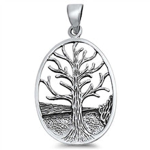 Load image into Gallery viewer, Sterling Silver Stylish Ova Plate with Tree of Life Design PendantAnd Pendant Height of 34MM