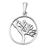 Sterling Silver Fancy Half Tree of Life Pendant with Pendant Height of 22MM