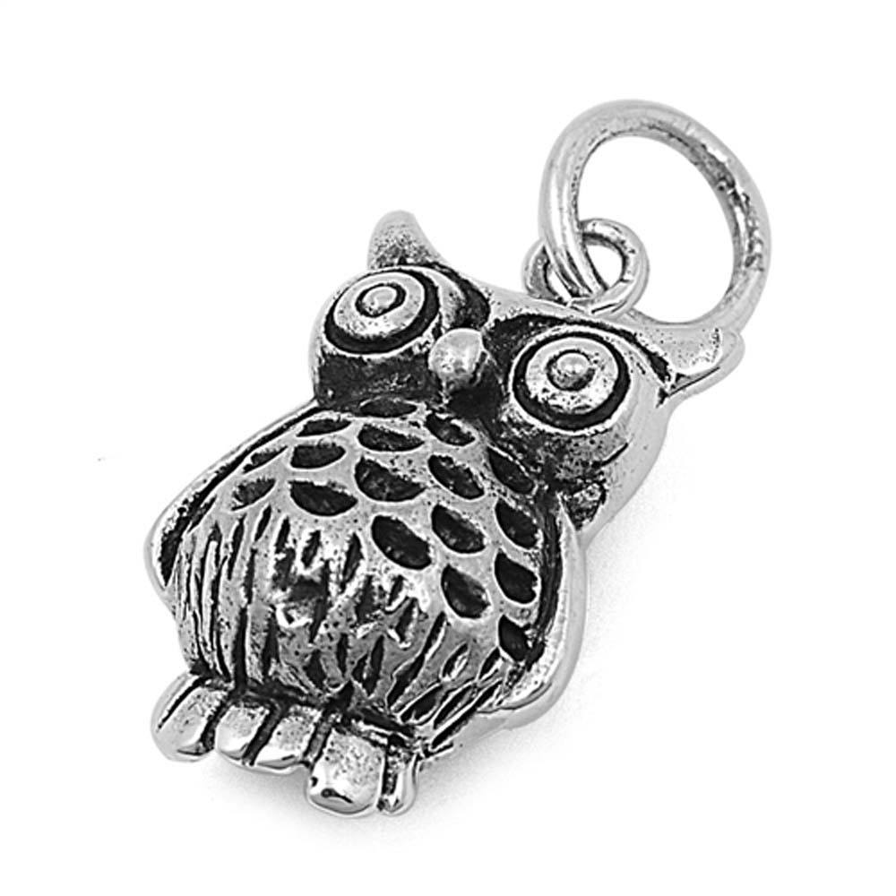 Sterling Silver Owl Shape PendantAndHeight 17mm