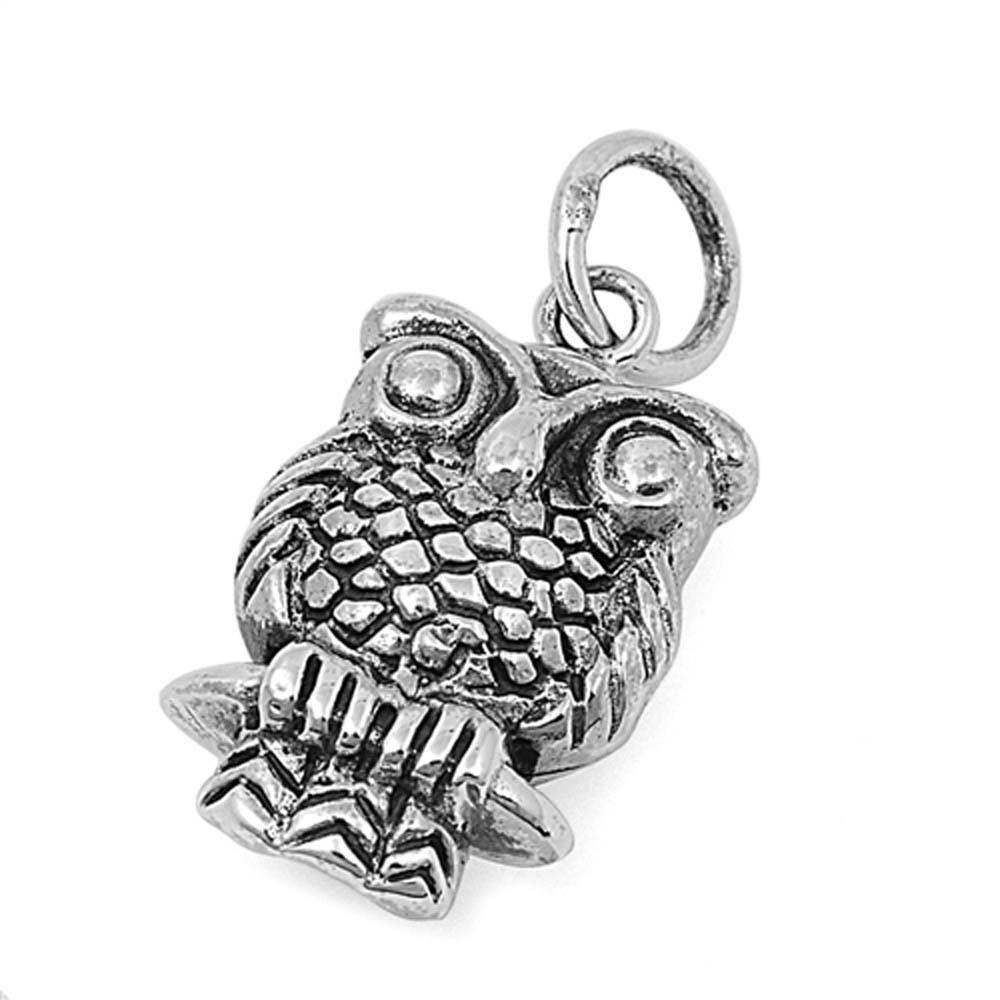 Sterling Silver Vintage Style Owl Pendant with Pendant Height of 18MM