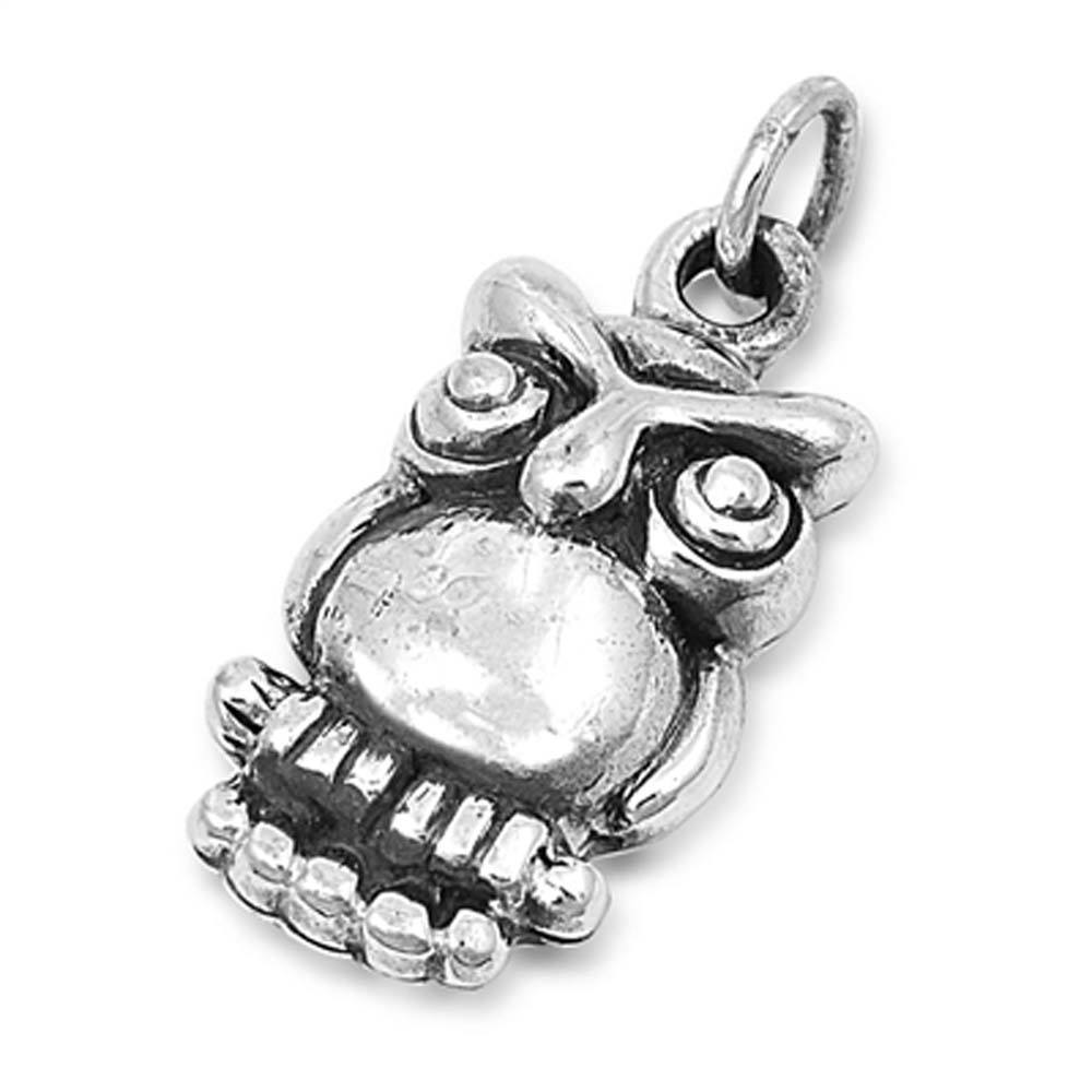 Sterling Silver Modish Owl Pendant with Pendant Height of 23MM
