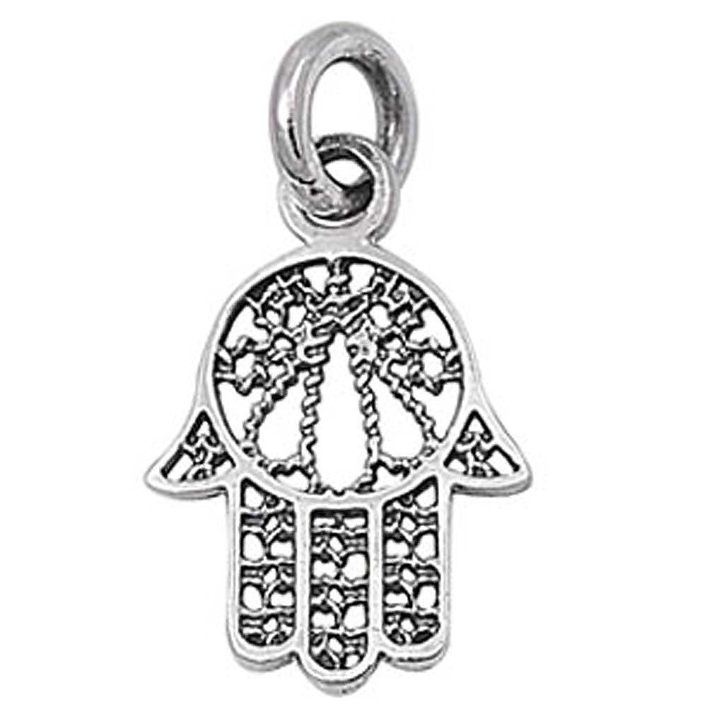 Sterling Silver Antique Style Hand of God Pendant with Pattern DesignAnd Pendant Height of 18MM
