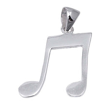 Load image into Gallery viewer, Sterling Silver Plain Music Note Pendant with Pendant Height of 21MM