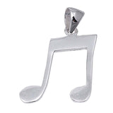 Sterling Silver Plain Music Note Pendant with Pendant Height of 21MM