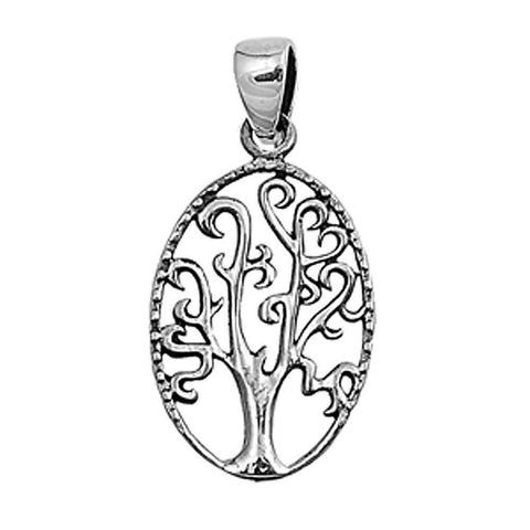 Sterling Silver Filigree Tree of Life Pendant with Pendant Height of 24MM