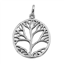 Load image into Gallery viewer, Sterling Silver Stylish Round Tree of Life Pendant with Pendant Height of 23MM