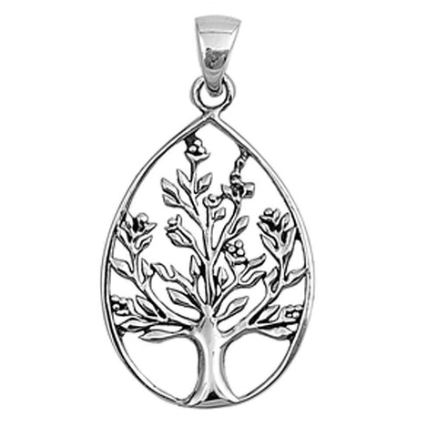 Sterling Silver Stylish Tree of Life Pendant with Pendant Height of 31MM