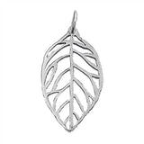 Sterling Silver Plain Open Leaf Pendant with Pendant Height of 25MM