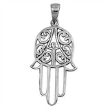 Sterling Silver Fancy Hand of God Pendant with Filigree DesignAnd Pendant Height of 33MM