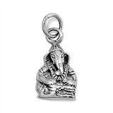 Sterling Silver Small Ganesha Elephant Pendant with Pendant Height of 17MM