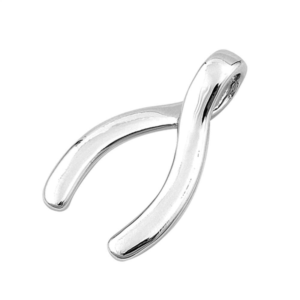 Sterling Silver Wishbone Plain Pendant