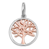 Sterling Silver Rose Gold Plated Tree of Life Pendant with Pendant Height of 20MM