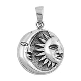 Sterling Silver Moon and Sun Shape PendantAndHeight 25mm