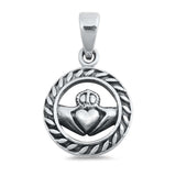 Sterling Silver Claddagh Shape PendantAndHeight 22mm
