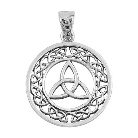 Sterling Silver Celtic Claddagh Shape PendantAndHeight 27mm