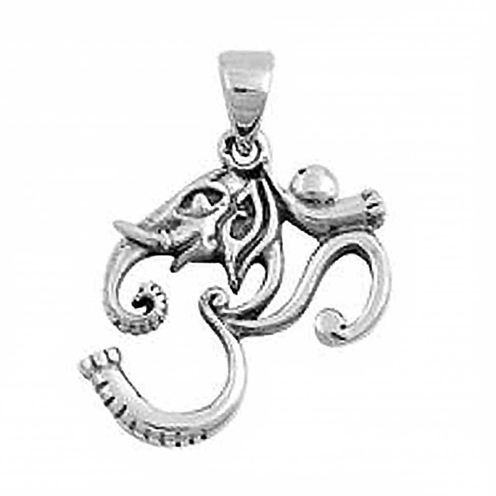 Sterling Silver Om and Elephant Sign Shape PendantAndHeight 22mm