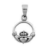 Sterling Silver Claddagh Shape PendantAndHeight 14mm