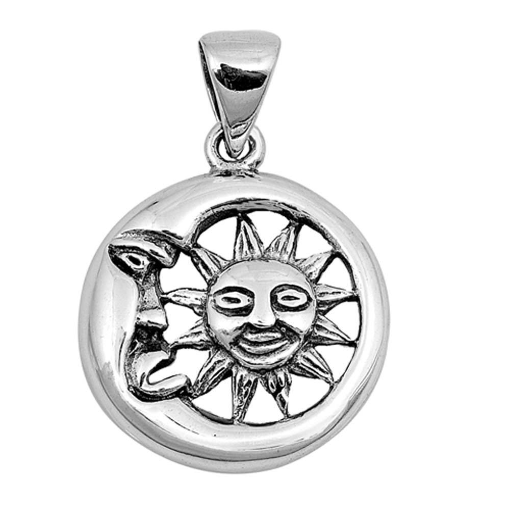 Sterling Silver Moon and Sun Shape PendantAndHeight 18mm