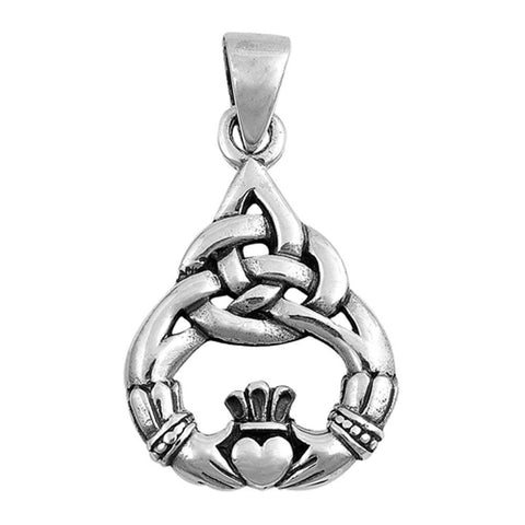 Sterling Silver Celtic Claddaugh Shape PendantAndHeight 20mm