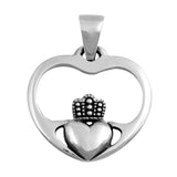 Sterling Silver Heart Claddaugh Shape PendantAndHeight 20mm