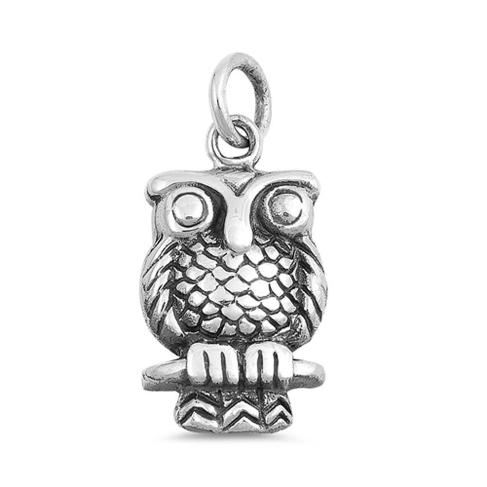 Sterling Silver Owl Shape PendantAndHeight 19mm