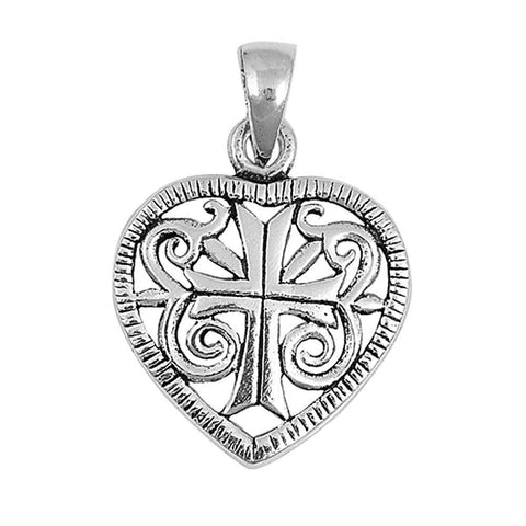 Sterling Silver Medieval Heart Shape PendantAndHeight 15mm