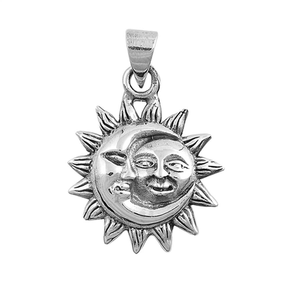 Sterling Silver Moon and Sun Plain Pendant